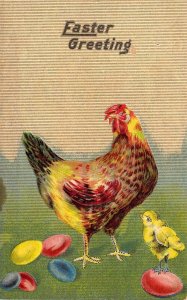 Embossed, Chicken, Baby  Chick, Easter Eggs, Greetings , Old Post Card