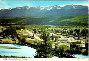Golden, British Columbia Canada CITY~HOMES & RIVERS Bird's Eye View 4X6 Postcard