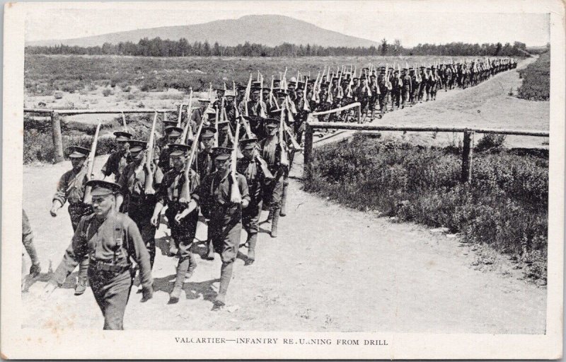 Valcartier QC Canadian Infantry Soldiers Returning Drill Postcard H60 *as is