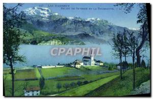 Old Postcard Lac d & # 39Annecy Church Of Sevrier And Tournette