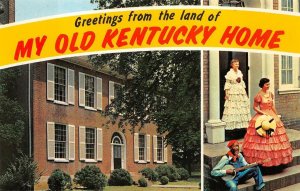 GREETINGS FROM MY OLD KENTUCKY HOME BLACK AMERICANA POSTCARD (1960s)