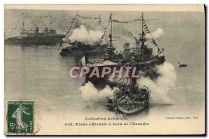 Old Postcard Boat War Official visit aboard the & # 39escadre