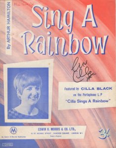 Cilla Black Sing A Rainbow Hand Signed Sheet Music
