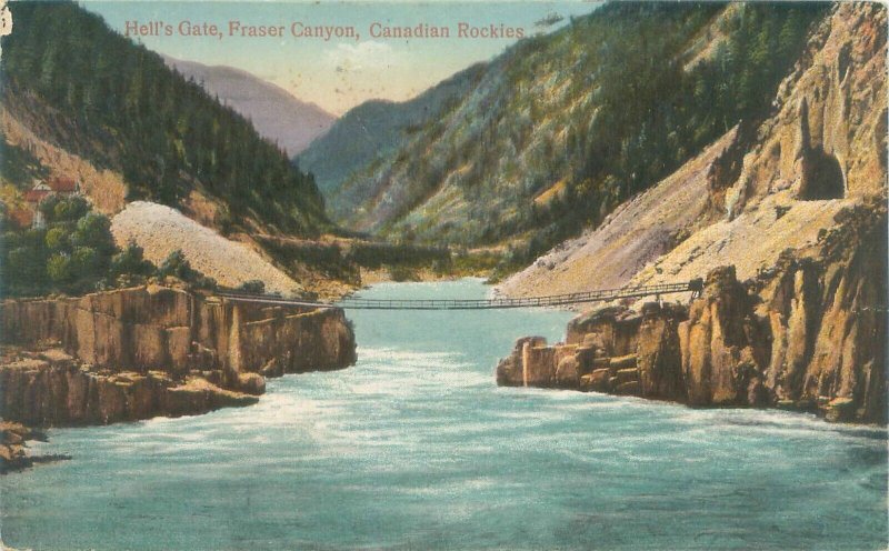Canadian Rockies Fraser Canyon Hell's Gate 1928 Postcard Used