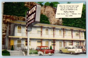 c1940 Dubuque Iowa IA Vintage Postcard Fulton Motor Court Motel Central Avenue
