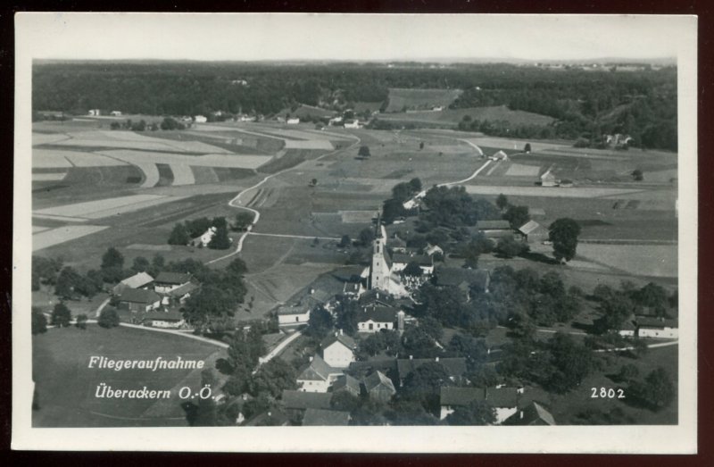 h1088 - AUSTRIA Uberackern 1949 Aerial View. Real Photo Postcard