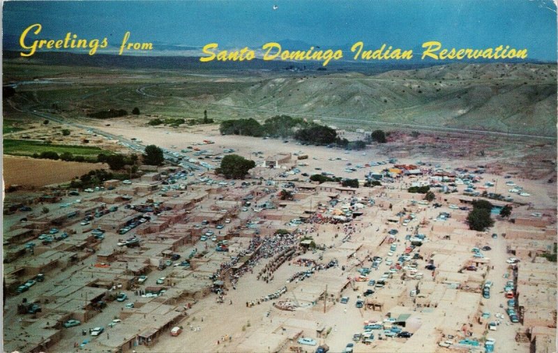 Santa Domingo Indian Reservation NM New Mexico Greetings Postcard H53a *as is