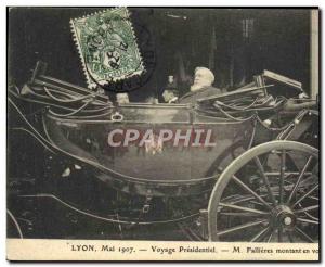 Old Postcard Lyon Travel May 1907 presidential M Fallieres amount by car