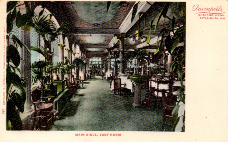 Spokane, Washington - The Main Aisle, East Room at the Davenport Hotel - c1905