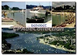 Postcard Modern Benodet the beach wearing the nautical center and the mouth o...