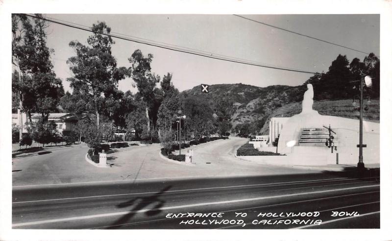 Entrance to Hollywood Bowl, Hollywood, California, Early Postcard, Unused