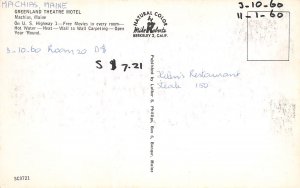 Machias Maine Greenland Theatre Motel, Chrome Vintage Postcard U13102