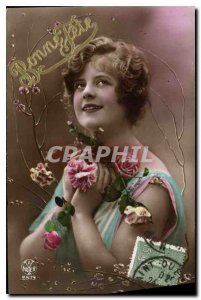 Postcard Bonne Fete Old Woman