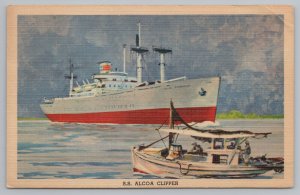 Ship~SS Alcoa Clipper & Stats On Back~Vintage Postcard