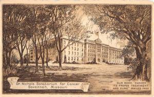 Savannah Missouri Sanatorium For Cancer Street View Antique Postcard K17322 