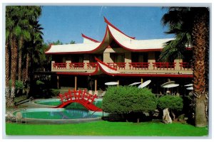 1968 Erawan Garden Hotel Exterior Pond Scene Indian Wells CA Unposted Postcard