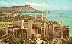 Waikiki Hawaii Bird's View Of Waikiki Buildings & Resort Hotels Vintage Postcard