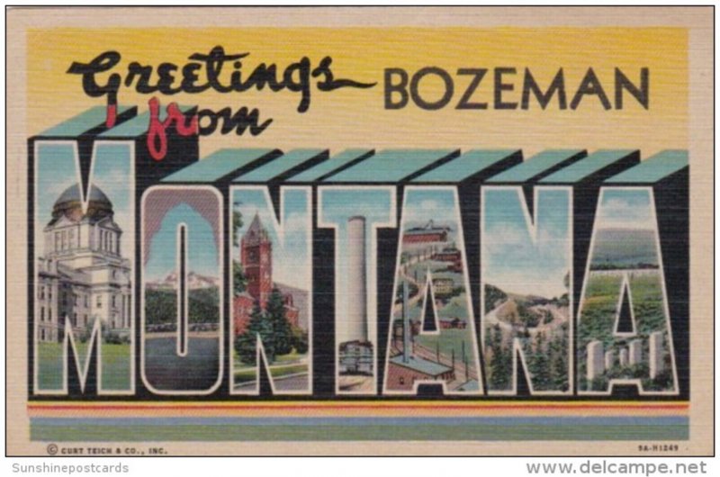 Montana Greetings From Bozeman Curteich