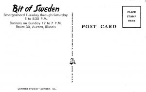 AURORA, Illinois IL   BIT OF SWEDEN SMORGASBORD  Roadside Restaurant  Postcard