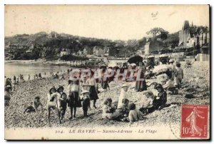 Old Postcard Sainte Adresse Le Havre Beach