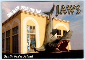 SOUTH PADRE ISLAND, Texas TX ~ Giant Shark JAWS GIFT SHOP 4x6 Postcard