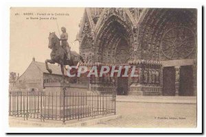 Reims Old Postcard Portal of the cathedral and statue Jeanne d & # 39arc