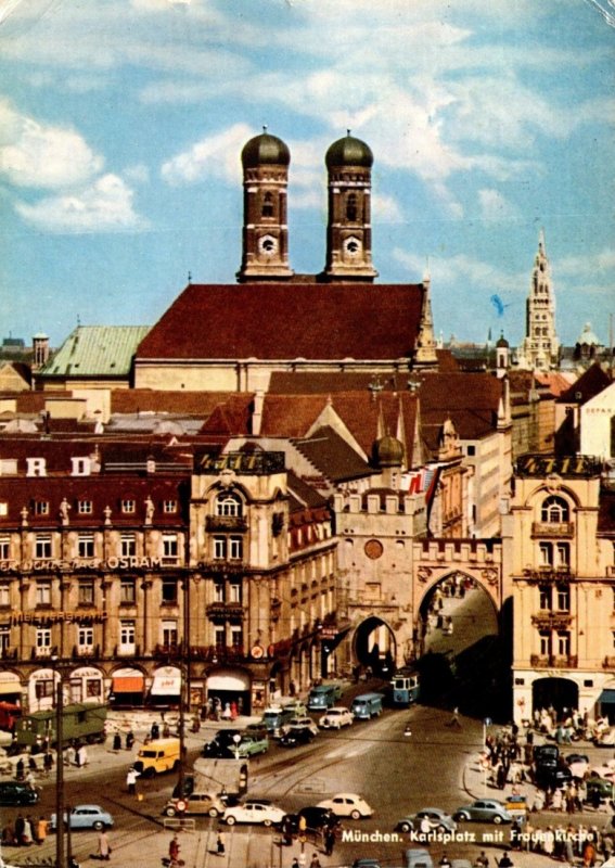 Germany Muenchen Karlsplatz mit Frauenkirche 1959