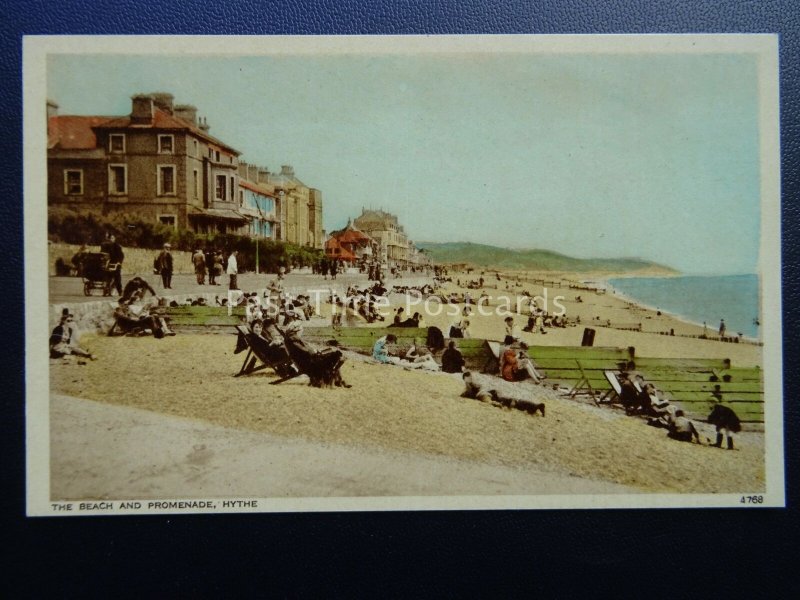 Kent HYTHE The Beach & Promenade c1950's Postcard by S & E Ltd