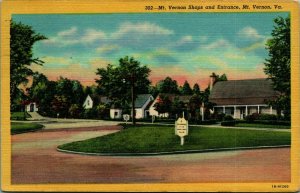 Shops and Entrance Mount Vernon Virginia VA 1948 Vtg Linen Postcard