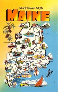 Greetings from Maine, the Pine tree State USA Maps Unused 