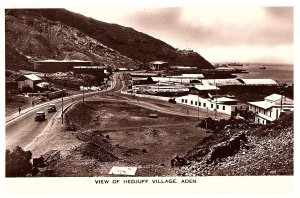 RPPC Postcard View of Hedjuff Village Aden Australia Old Cars