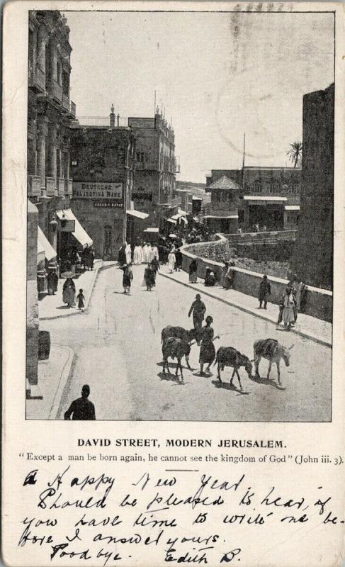 David Street Modern Jerusalem c1905 Postcard E51