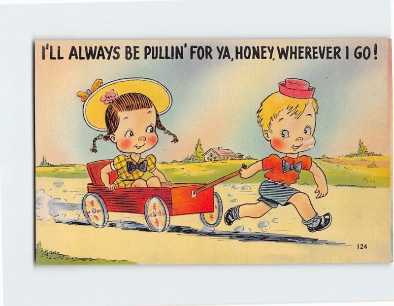 Postcard I'll Always Be Pullin' For Ya, Honey, Wherever I Go!, Lovers Art Print