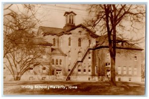 1950 Irving School Exterior Building Waverly Iowa Vintage Antique Postcard