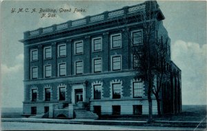 Postcard ND Grand Forks YMCA Building Walhalla & Grand Forks RPO RARE 1908 M37