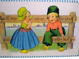 Dutch Boy & Girl Barton & Spooner Vintage Postcard Series CS 432 Non Posted