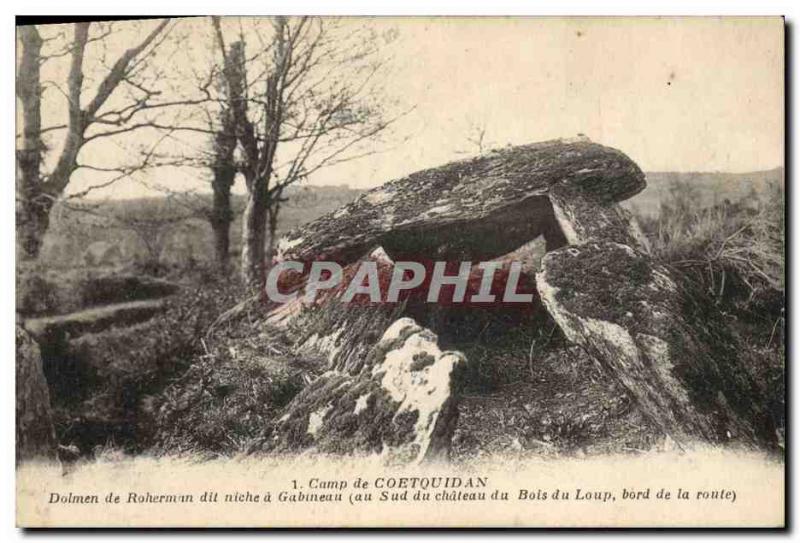 Old Postcard Dolmen Standing Stone Camp Coetquidan Dolmen Roherman said reces...