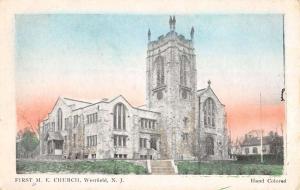 Westfield New Jersey First ME Church Street View Antique Postcard K33425