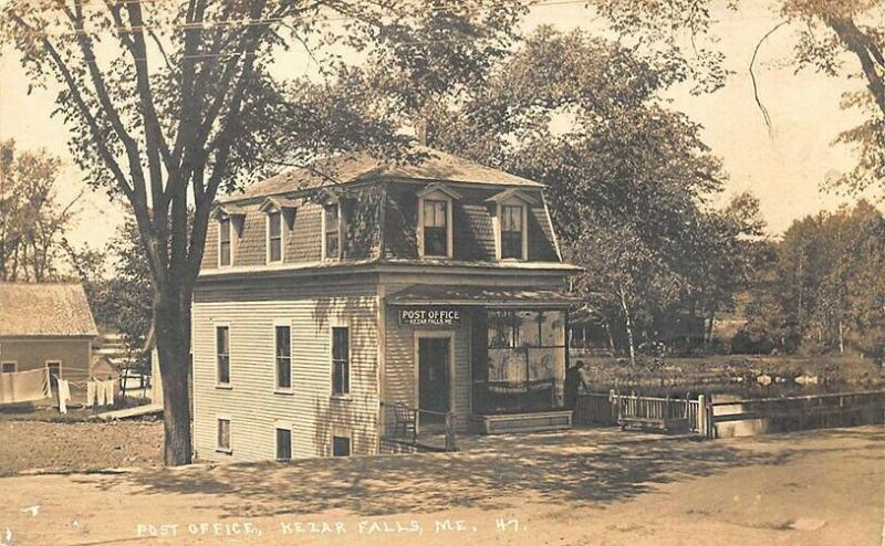 Kezar Falls ME Post Office Street View Real Photo Postcard.