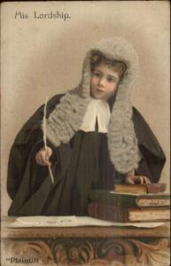 Little Boy as Lawyer Barrister in Wig MISCH & STOCK c1910 Postcard