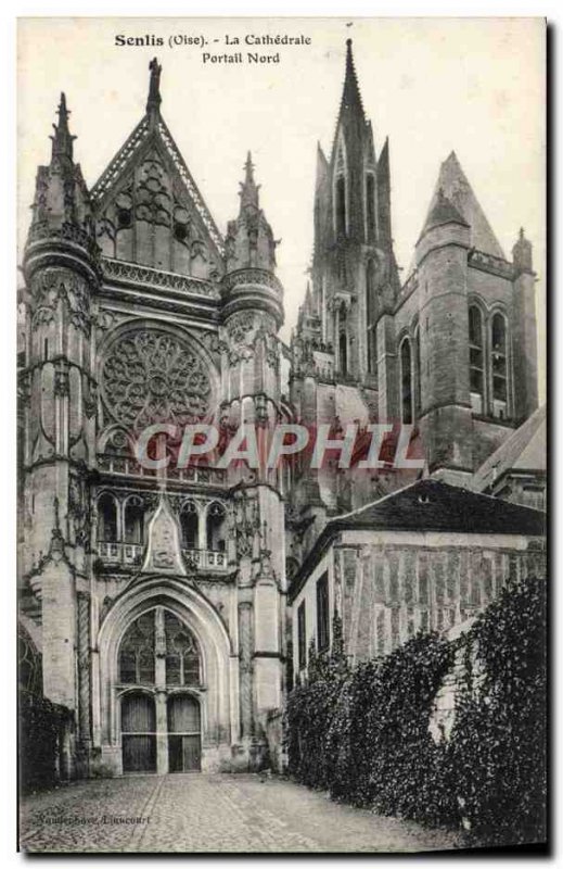 Old Postcard Senlis The Cathedral North Portal
