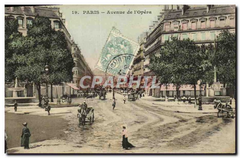 Old Postcard Paris Avenue of the Opera