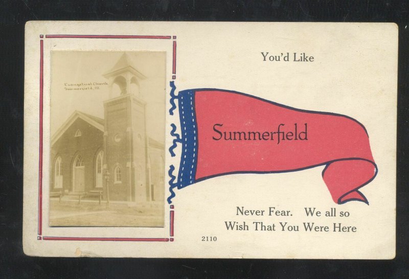 RPPC SUMMERFIELD ILLINOIS EVANGELICAL CHURCH VINTGAE REAL PHOTO POSTCARD