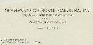 1958 Gramwood of North Carolina, Inc Clarkton NC Southern Rotary Veneers 336