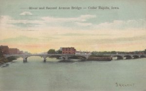 Postcard River and Second Avenue Bridge Cedar Rapids Iowa IA