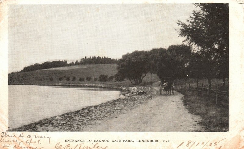 Vintage Postcard 1905 Entrance to Cannon Gate Park Lunenburg Nova Scotia Canada