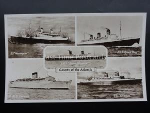 5 x Cruise Liners GIANTS OF THE SEA - Washington, Q. Mary, Q Elizabeth Old RP PC