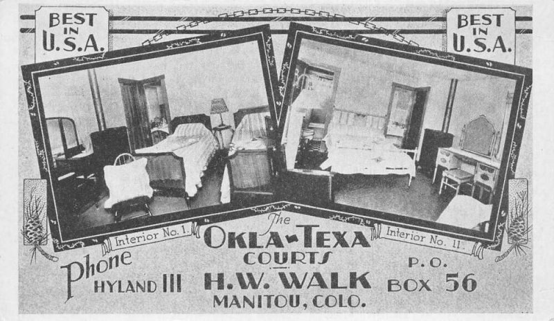 Manitou Colorado Okla-Texa Courts Room Interior Vintage Postcard AA65473 