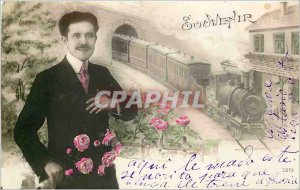 Postcard Old Man Remembrance Train