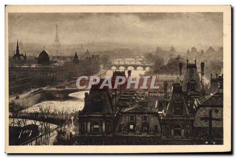 Postcard Old Paris Strolling panoramic view of Paris Perspective Seven Bridges